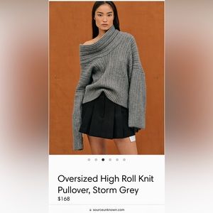 Source unknown Oversized High Roll Knit Pullover, Storm Grey